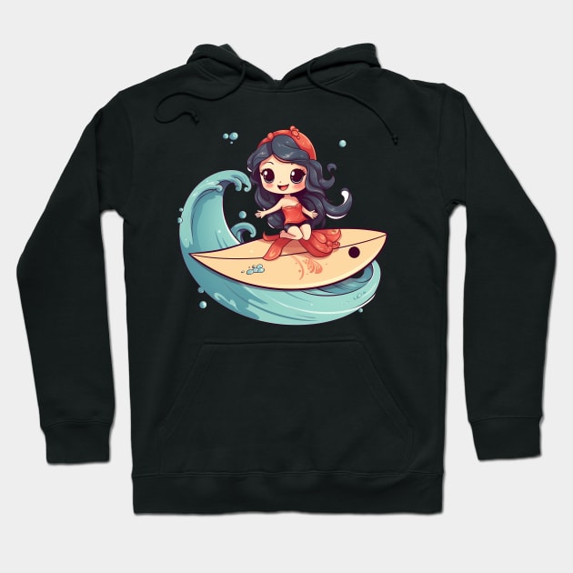 Surfing girl kawaii style Hoodie by GraphGeek